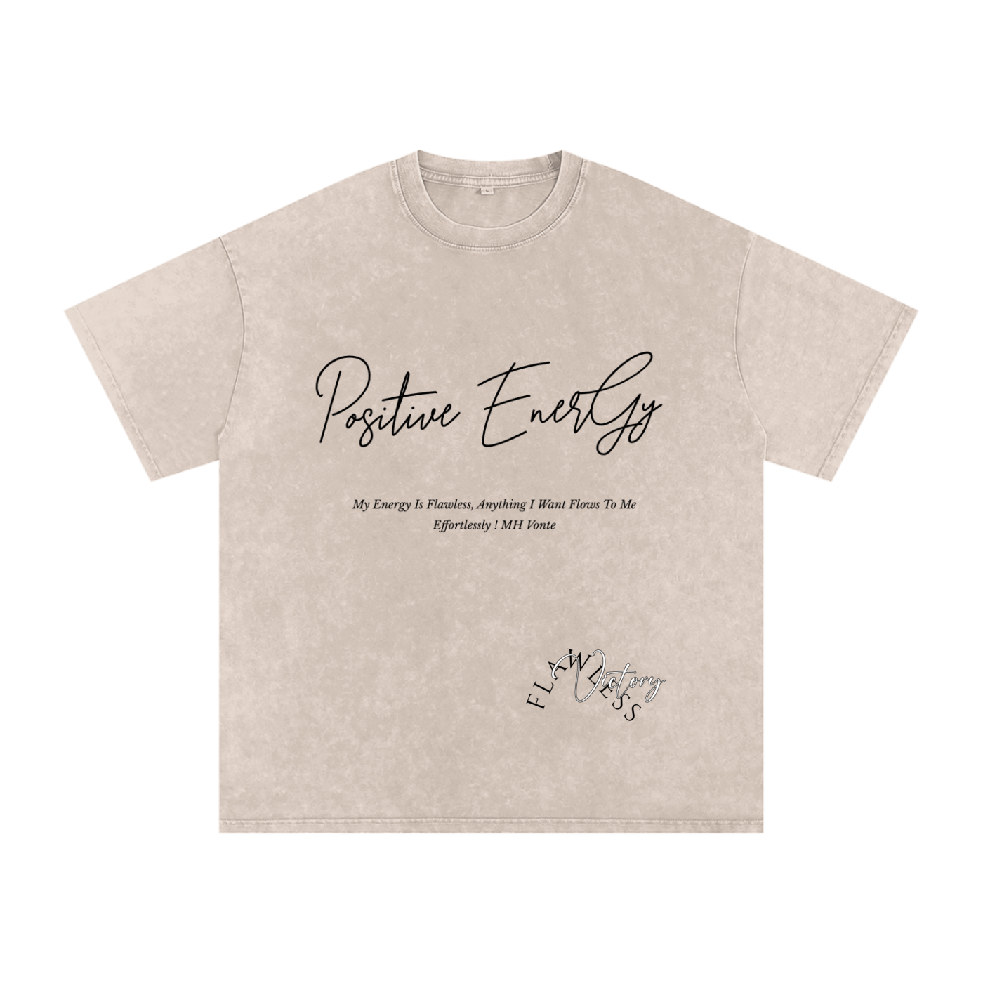Positive Energy Snow Washed Oversized Cotton T-Shirt
