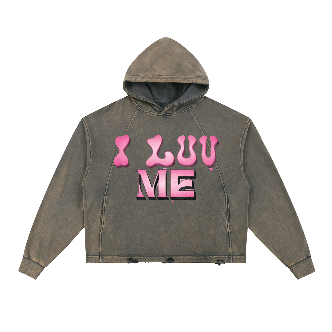 Vintage Washed Frayed-Hem Hoodie