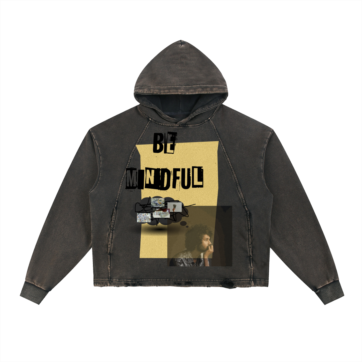 Vintage Washed Frayed-Hem Hoodie