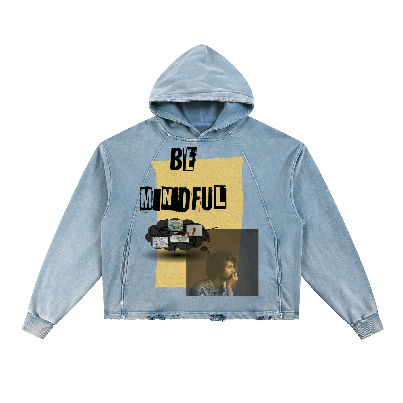 Vintage Washed Frayed-Hem Hoodie