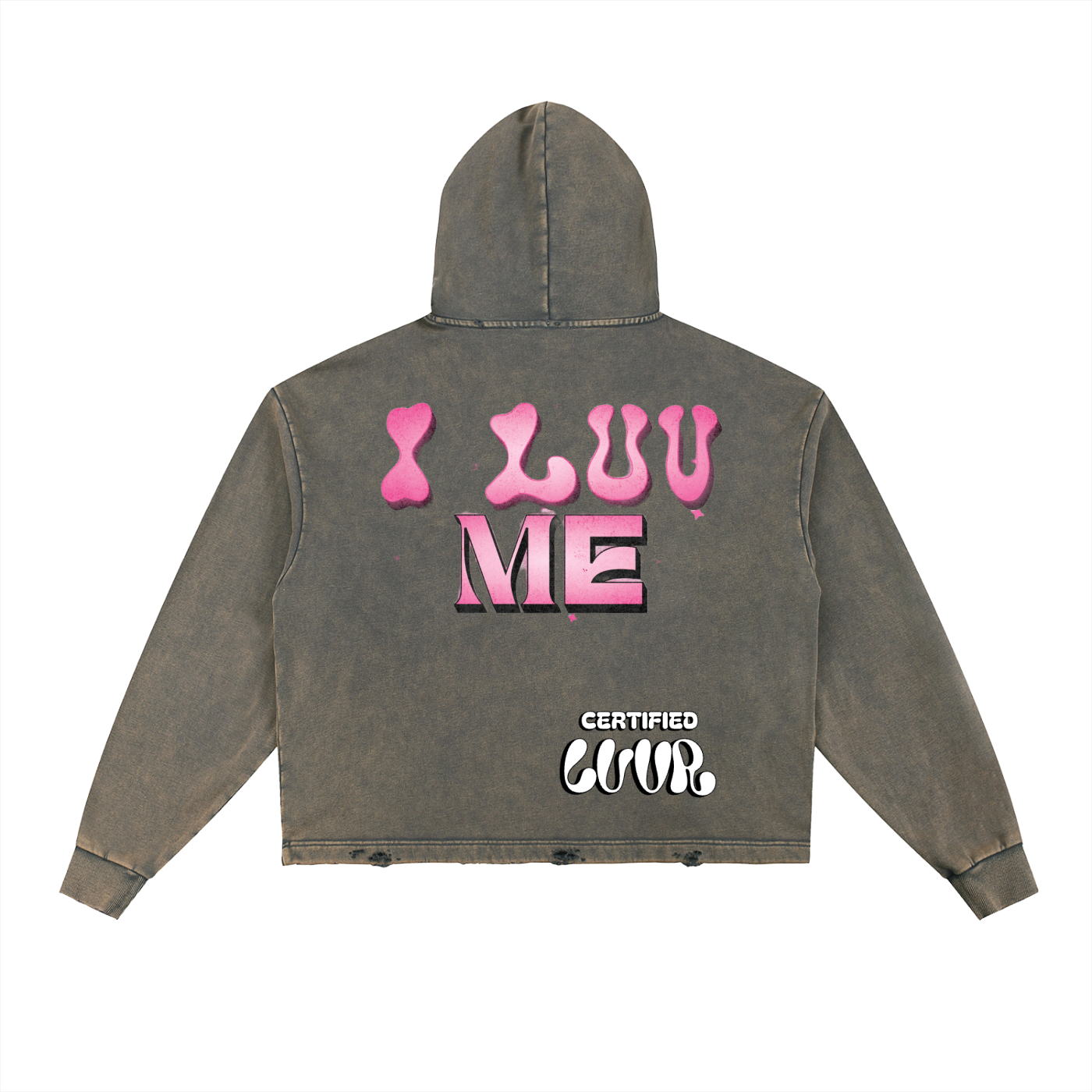 Vintage Washed Frayed-Hem Hoodie