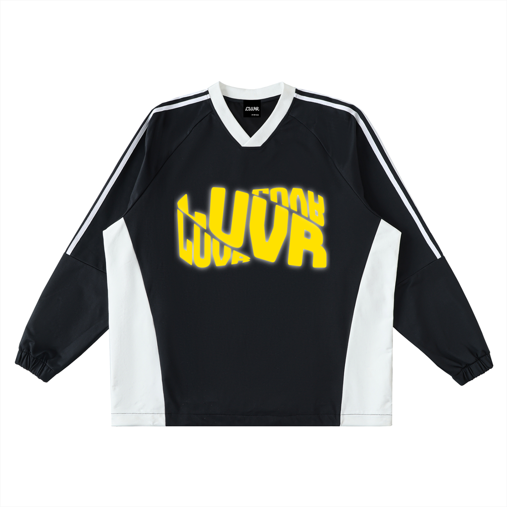 Color-Block V-Neck Long-Sleeve T-Shirt