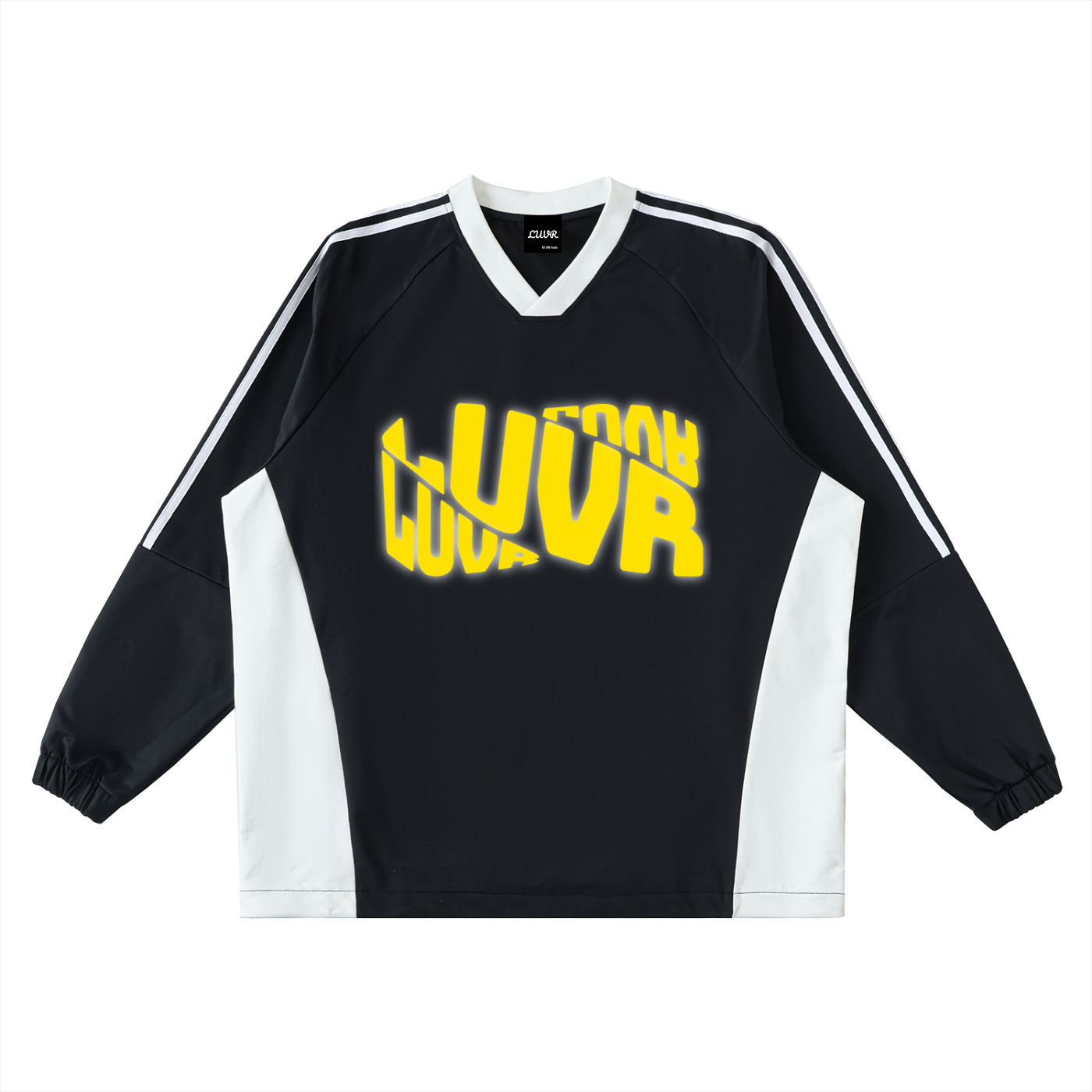 Color-Block V-Neck Long-Sleeve T-Shirt