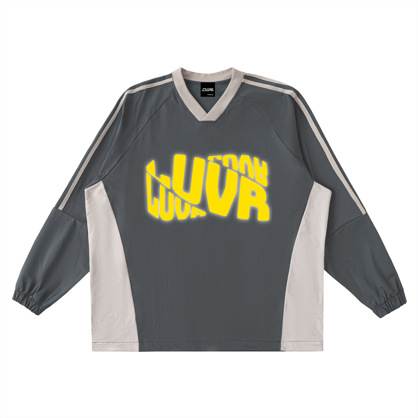 Color-Block V-Neck Long-Sleeve T-Shirt