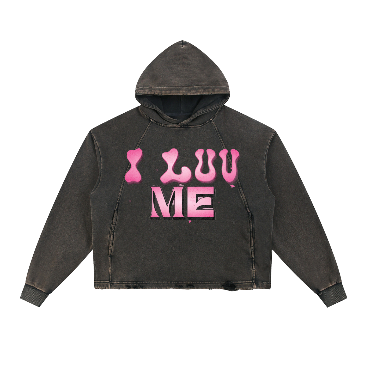 Vintage Washed Frayed-Hem Hoodie