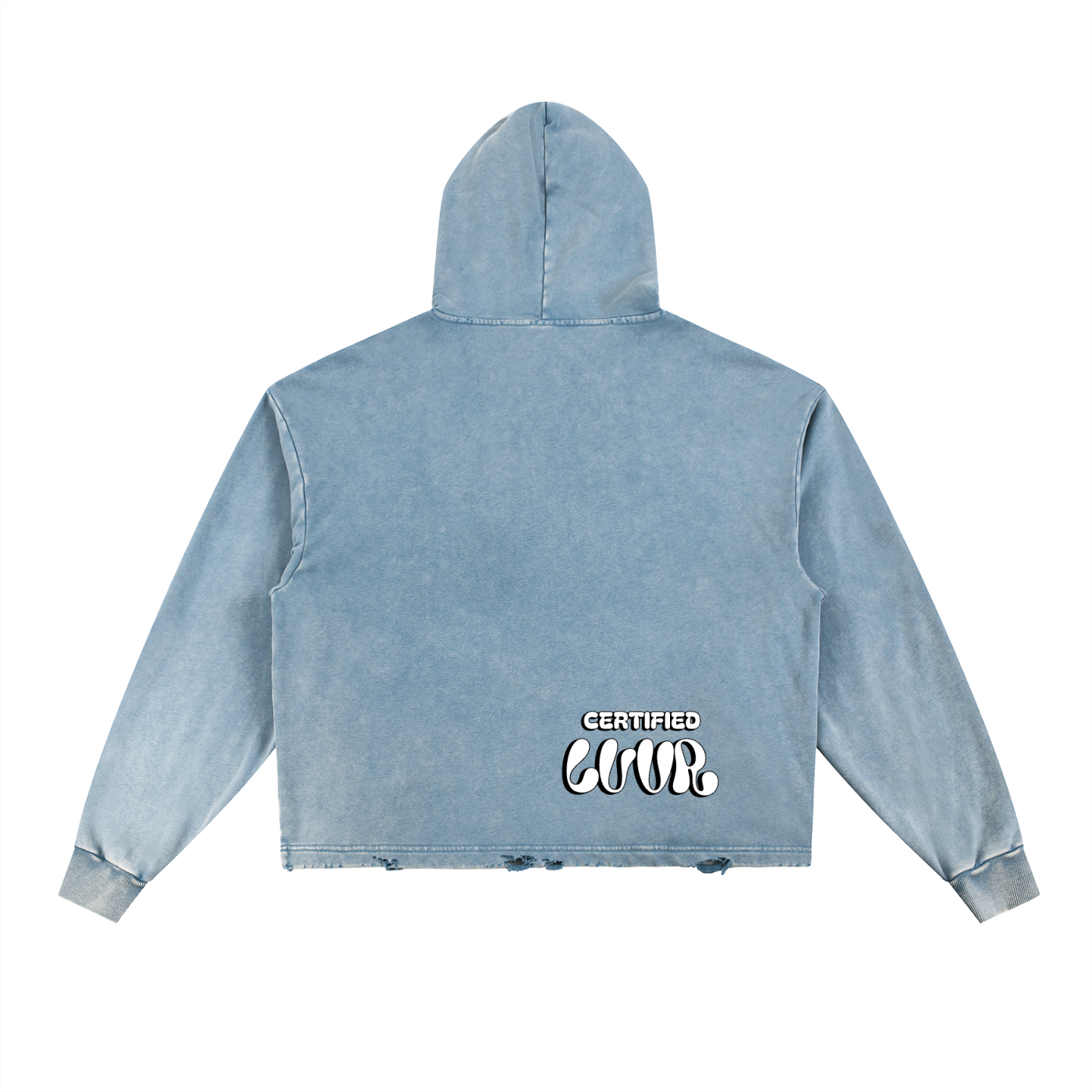 Vintage Washed Frayed-Hem Hoodie