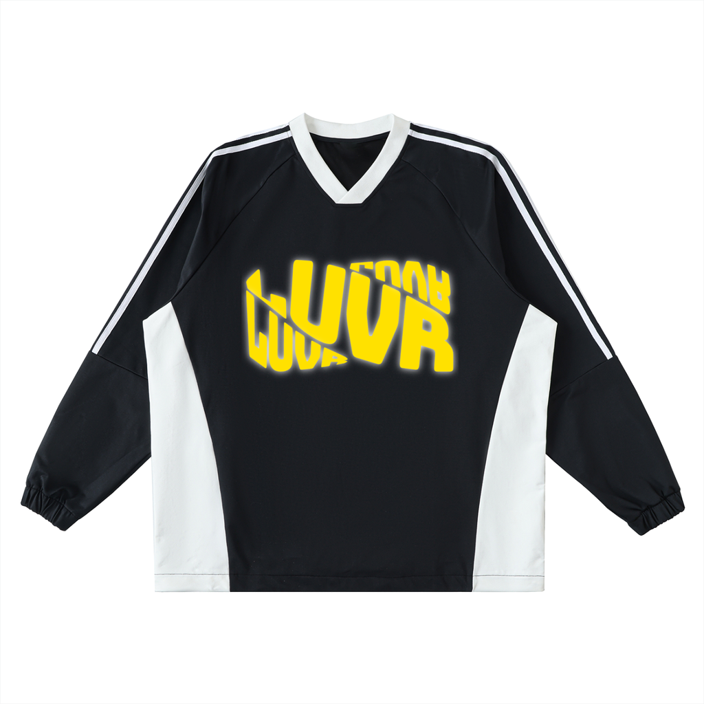 Color-Block V-Neck Long-Sleeve T-Shirt