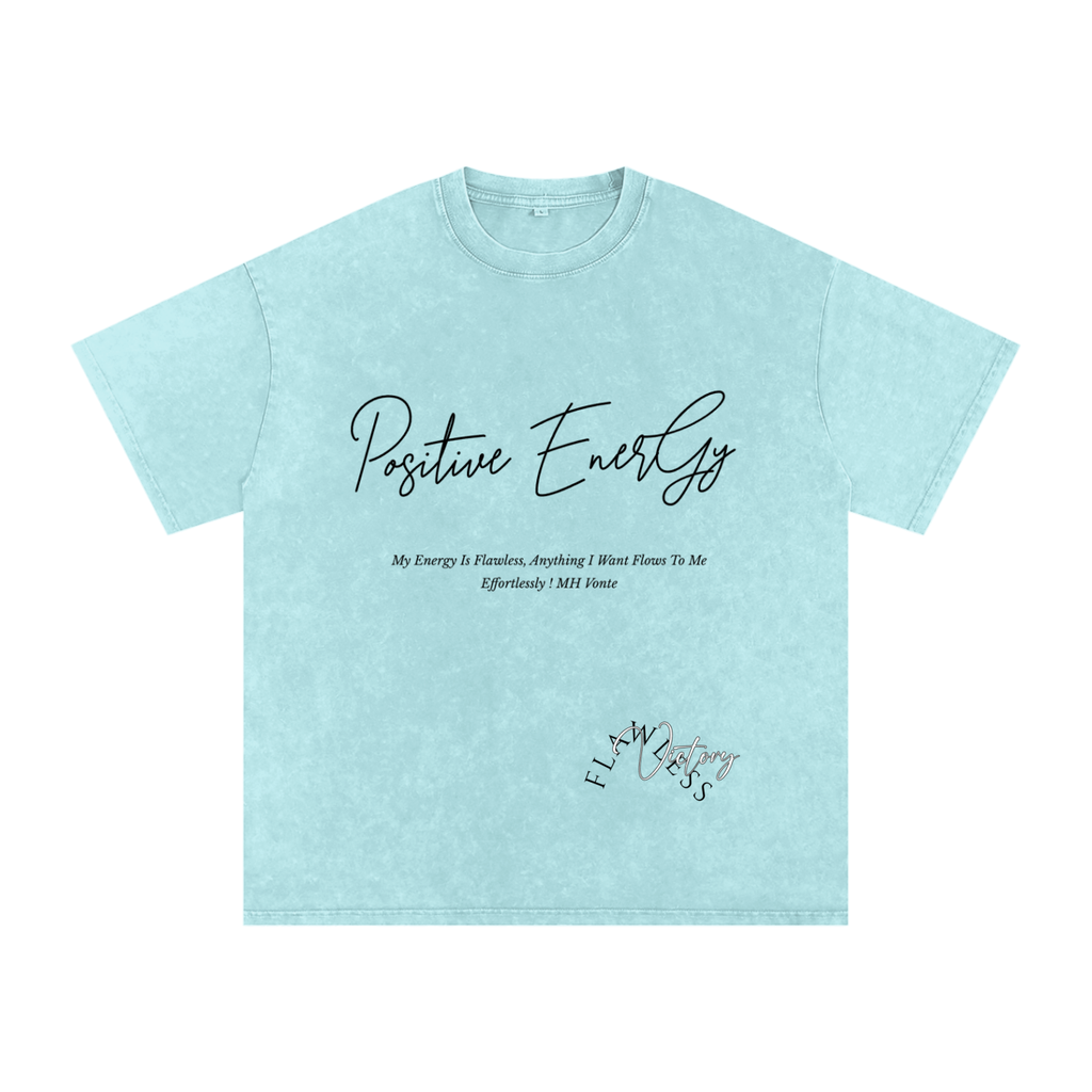 Positive Energy Snow Washed Oversized Cotton T-Shirt