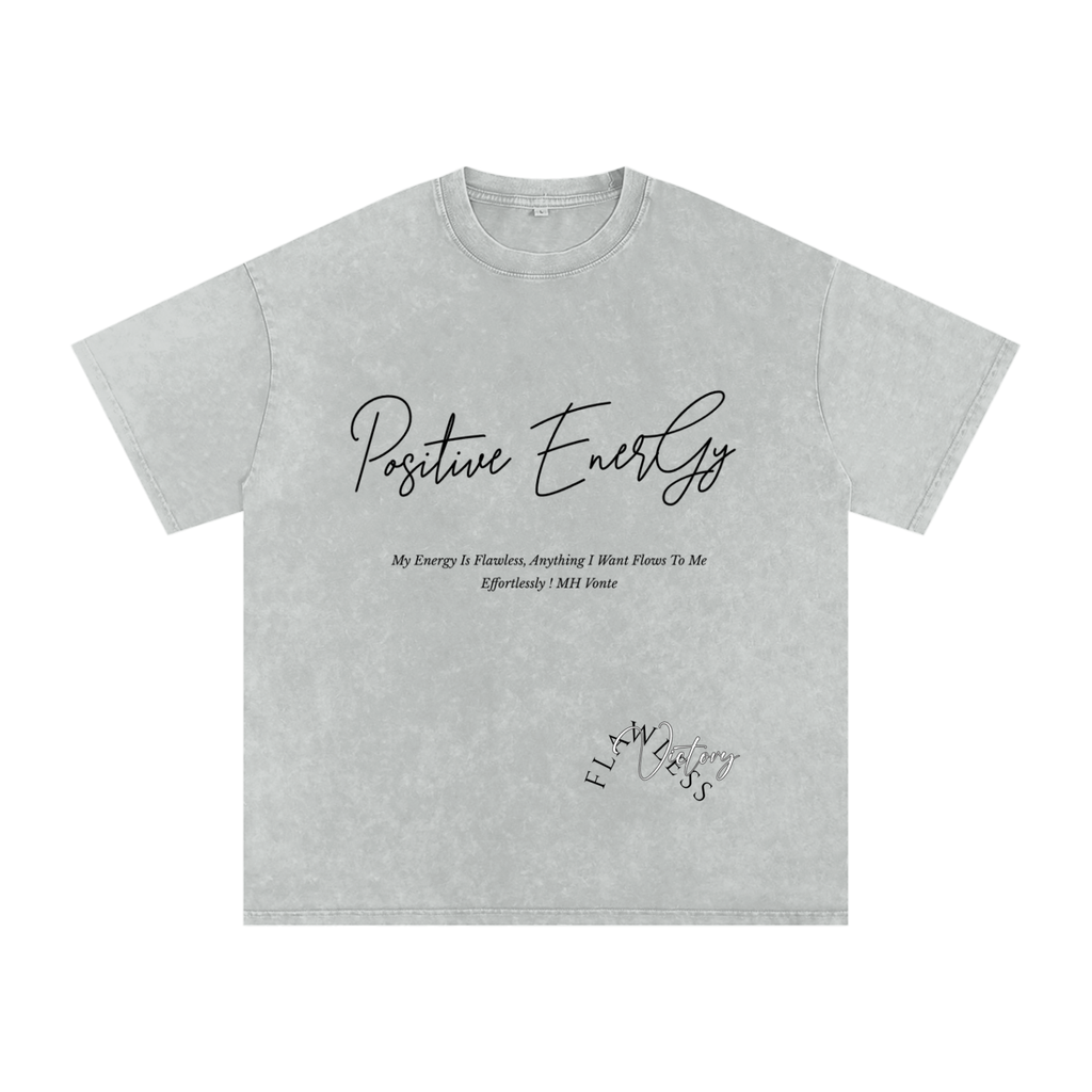Positive Energy Snow Washed Oversized Cotton T-Shirt
