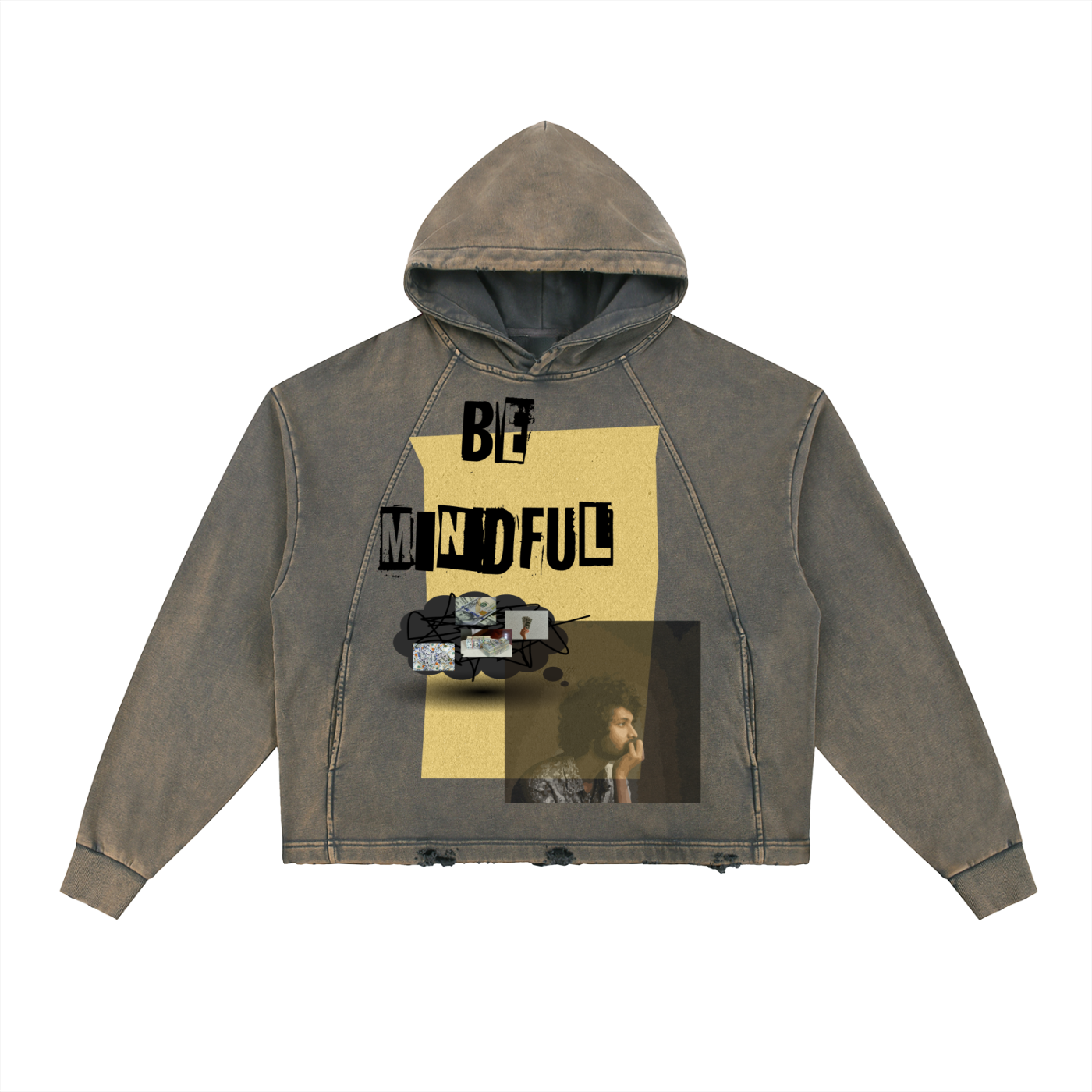 Vintage Washed Frayed-Hem Hoodie
