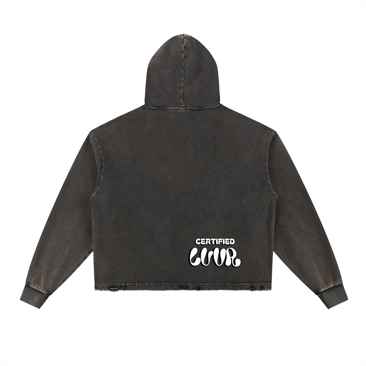 Vintage Washed Frayed-Hem Hoodie