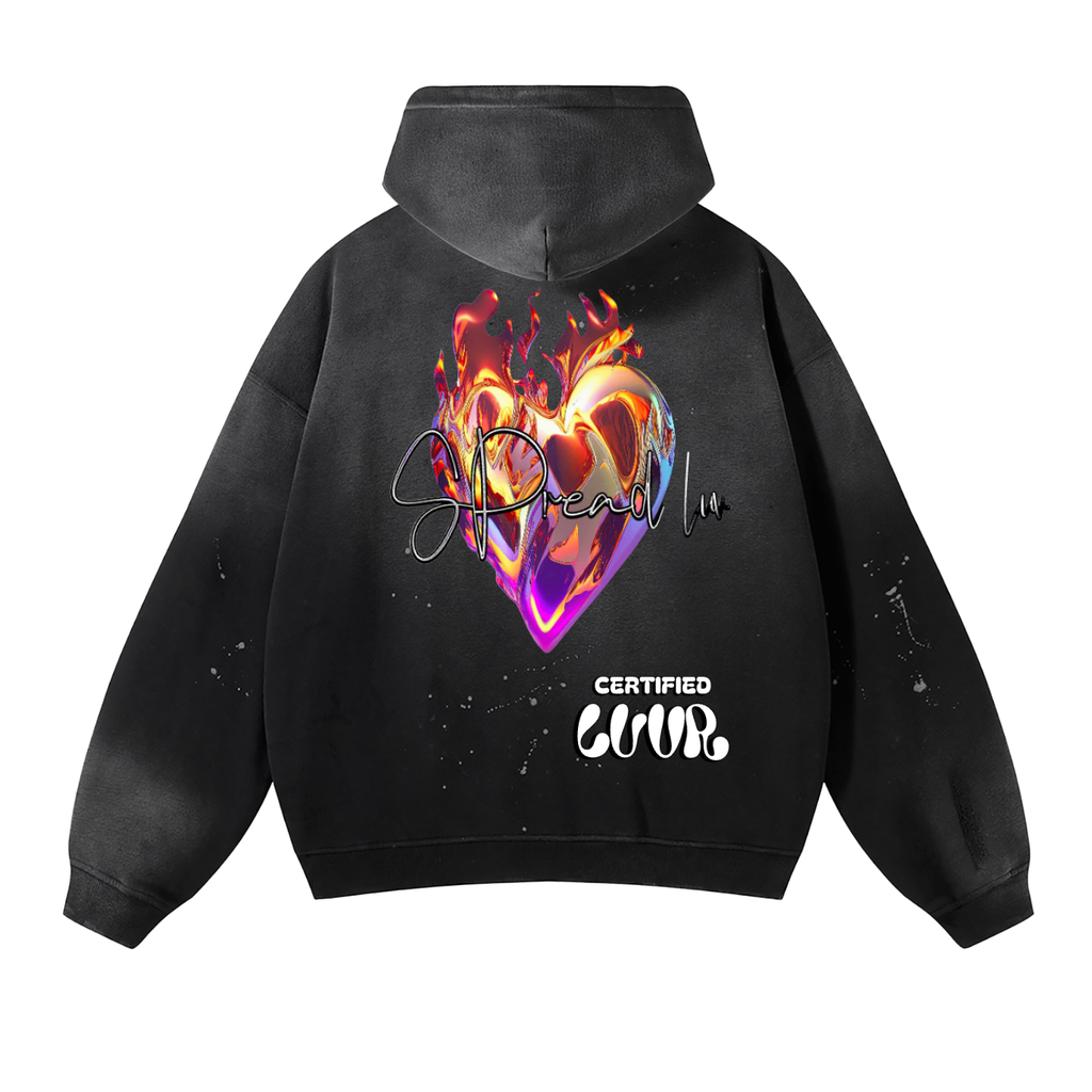 Vintage Washed Frayed Fleece Hoodie
